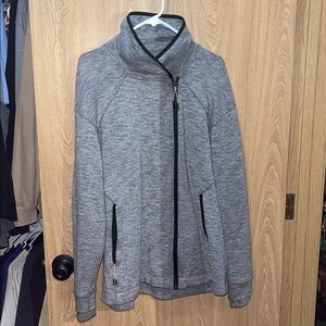 Gray Athletic Stretchy Zip-Up Jacket